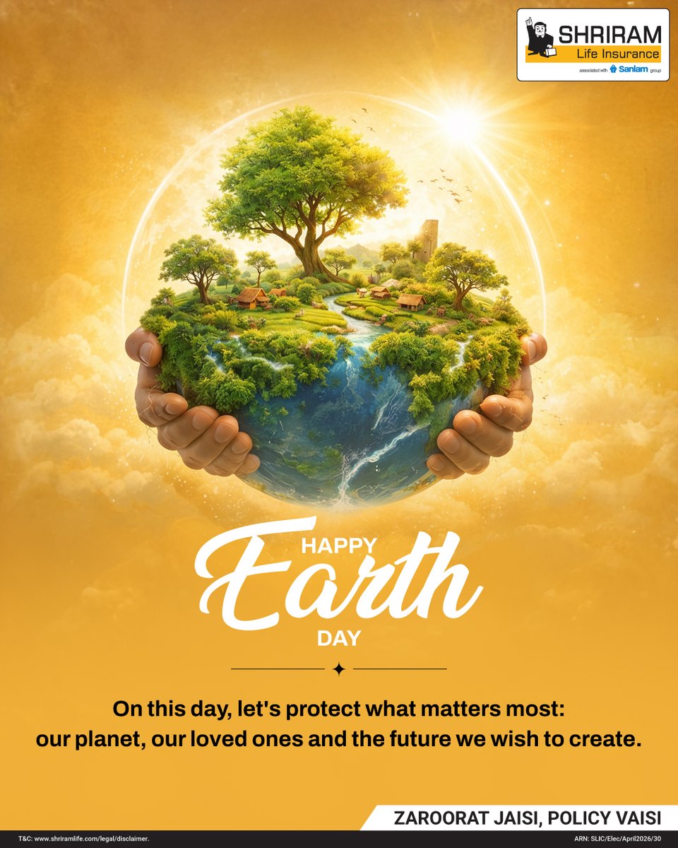 ShriramLifeIns's tweet image. The future we dream of begins with the choices we make today. 
This Earth Day, let’s choose protection - for our planet and our families!

👉Explore plans that secure your future: shriramlife.com

#EarthDay #SecureFuture #ShriramLifeInsurance #InsuranceForAll