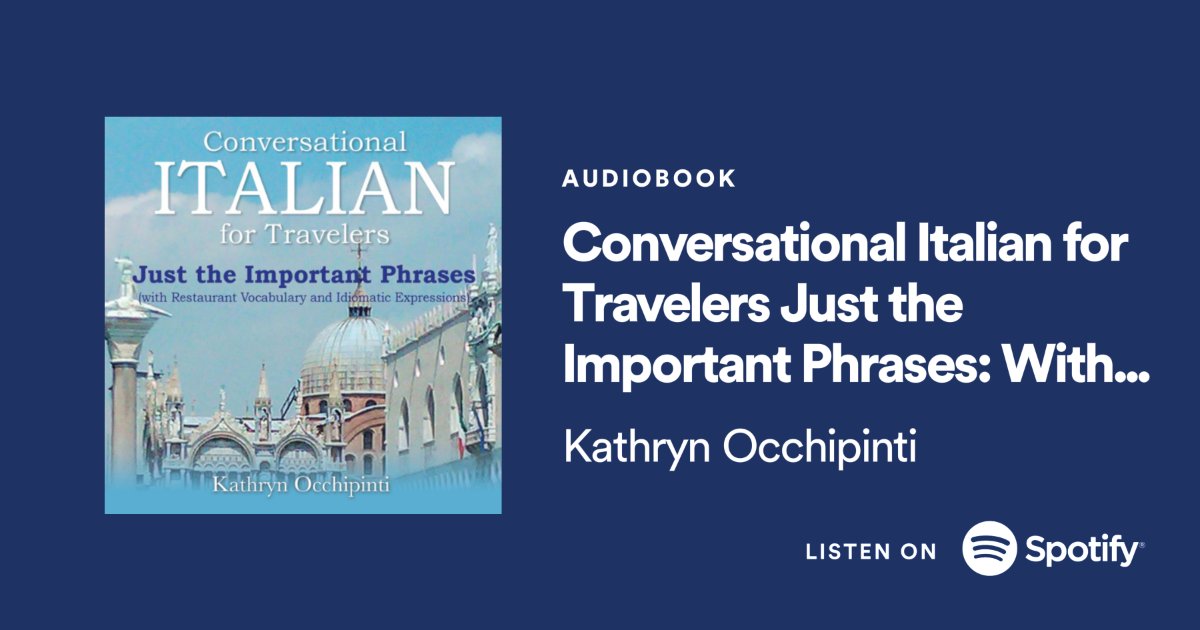 travelitalian1's tweet image. AWARD WINNING “Conversational Italian for Travelers Just the Important Phrases” with audio! Buy the book on Amazon bit.ly/ConItalTrav then listen to the #Audiobook on Spotify spoti.fi/3A2XxQi and all streaming platforms! Native #Italian speakers! #audiophile #audio