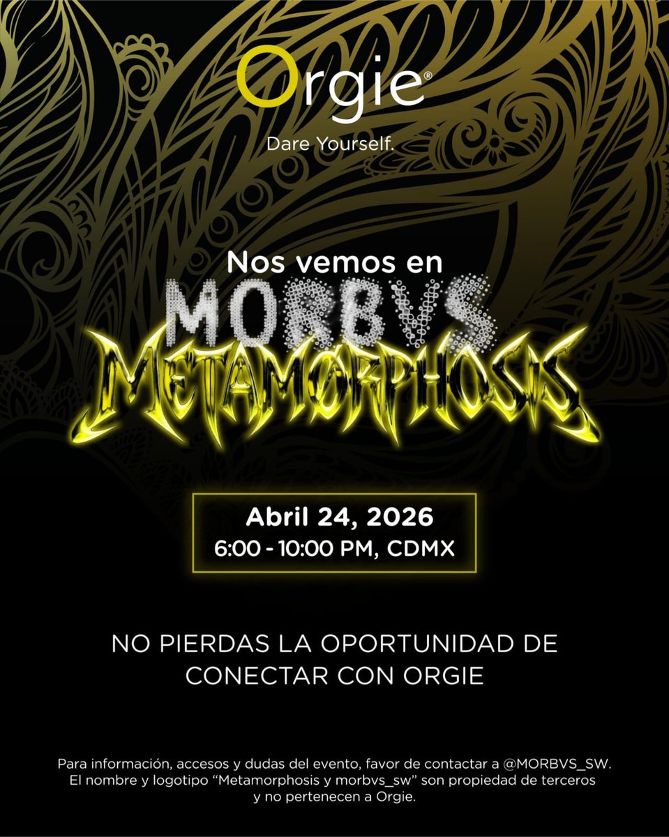 orgiemexico's tweet photo. Nos vemos en Metamorphosis

Una experiencia para conectar, explorar y dejarte llevar.
Donde el deseo no se explica… se siente.

📍 Abril 24, CDMX

Atrévete!! 😏

#orgiemexico #Metamorphosis #swingersméxico #ExperienciaOrgie #CDMX https://t.co/ktTP3w8mvW