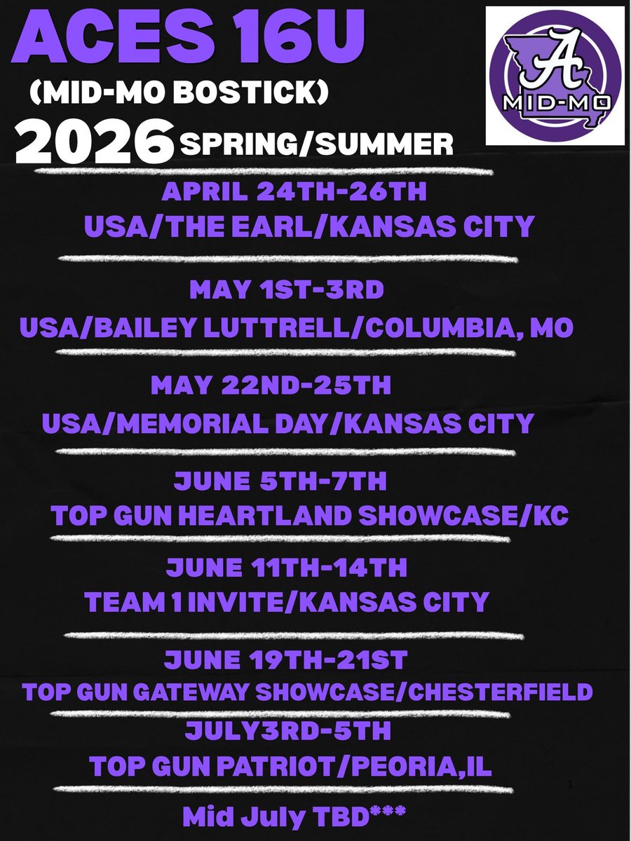 EBostick2028's tweet photo. With summer coming up, I'm more than excited to get back on the field with my team!! Here's my schedule... https://t.co/6SsivbmJow