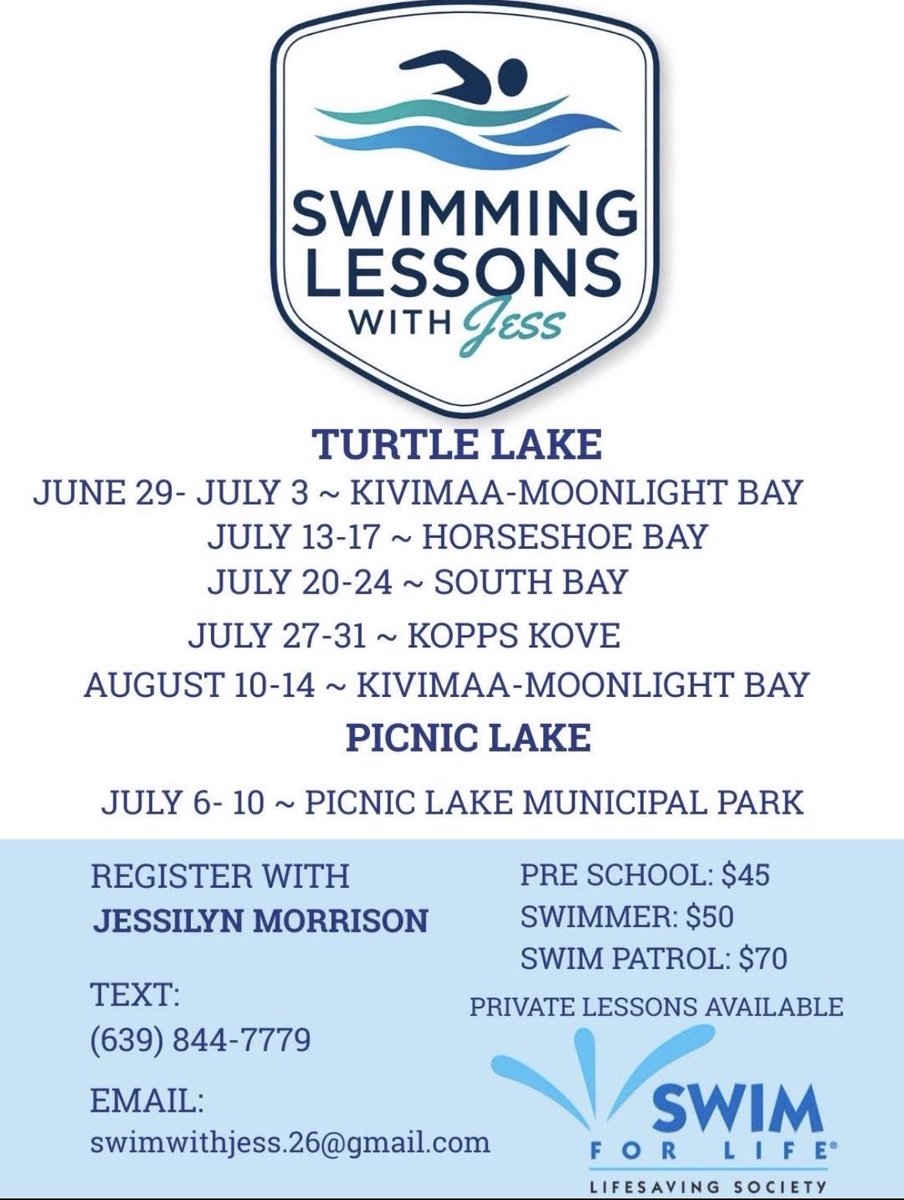 TurtlelakeWater's tweet photo. Here are the swim lessons for summer that we are aware of so far. #turtlelake please share with us if you know of any others. https://t.co/kmnRi0cQRX