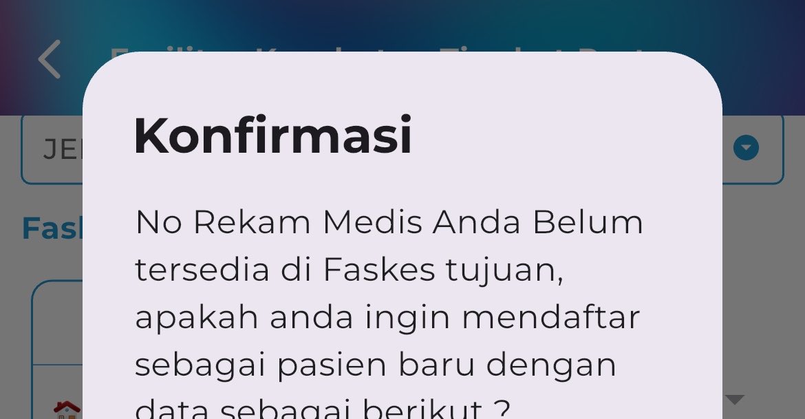 bdmintoninalvr's tweet photo. @BPJSKesehatanRI Lalu kenapa gabisa daftar pengambilan antrian online kak? Munculnya kaya gini terus pas di klik setuju ga keluar ap2 https://t.co/i36zhKemlO