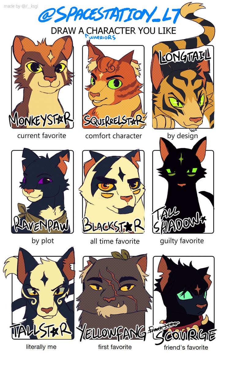 Spacestation_L7's tweet image. My favourite Warriors characters as of today! Might change soon #warriorcats #wctwt #art