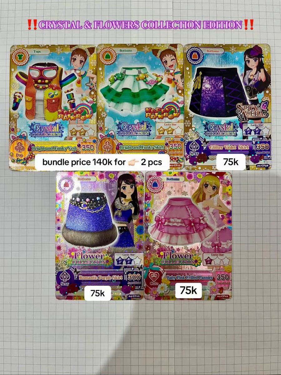 sweetpumpkinnz's tweet photo. ✨WTS AIKATSU CARDS 100% ORIGINAL✨

𝑹𝑨𝑵𝑮𝑬 𝑷𝑹𝑰𝑪𝑬 💵👇🏻
- normal card: 10k/pcs
- rare card: 20k/pcs
- premium &amp; crystal premium: 75k - 170k

(still in a very good condition minor defect for more detail you can dm me, nego juga ya Thanks! 😙🫰🏻

#aikatsu #wts #aikatsucard https://t.co/himNo8G6R2