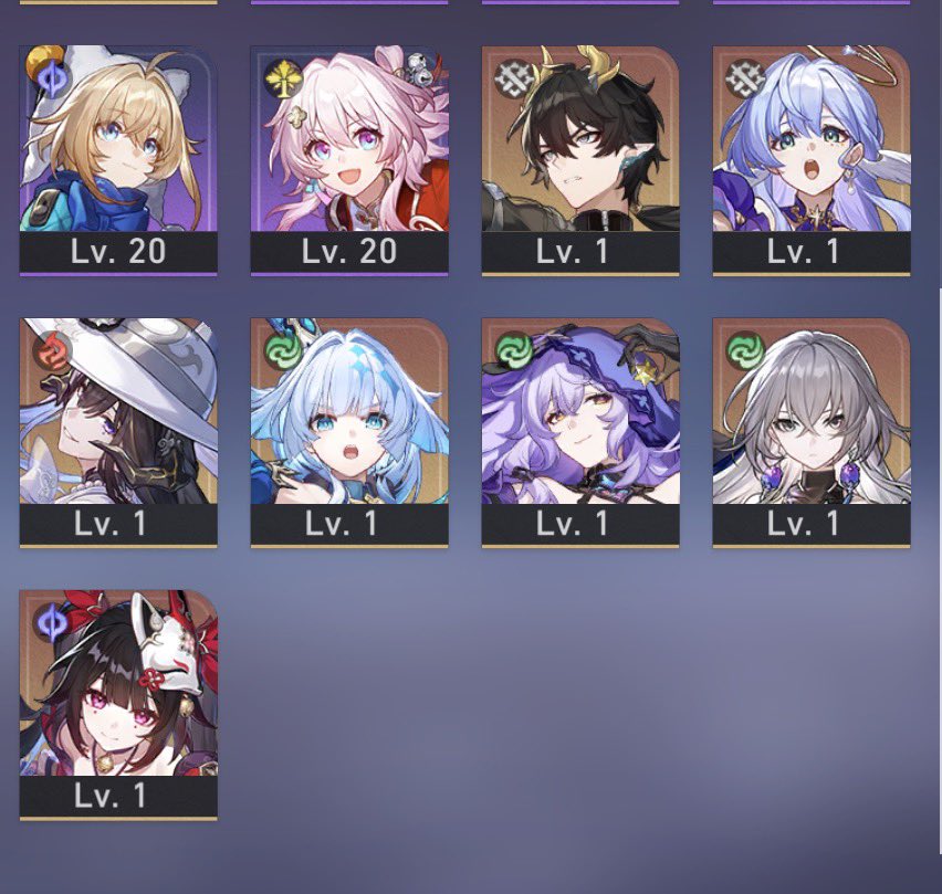 420GEMGD's tweet photo. my growing collection of lvl 1 characters <33 https://t.co/gNMLTFfJVc