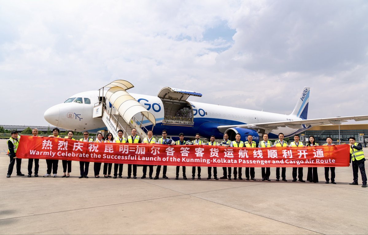 li_dr68145's tweet image. Consul General Gince Kuruvilla Mattam attends inauguration of Kolkata–Kunming cargo route by IndiGo Airlines.
#Kolkata #Kunming #IndiaChina #Trade #IndiGo #Connectivity #Breaking