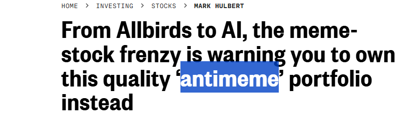 galify2's tweet photo. News companies are advising you to invest in "antimemes" and avoid memes for now

they are saying transition to ANYTHING but memes, to make money

I guess it's time to invest in antimemes
is this the modern day USELESS coin?

https://t.co/C7m0242nuR https://t.co/iDRY62qreh
