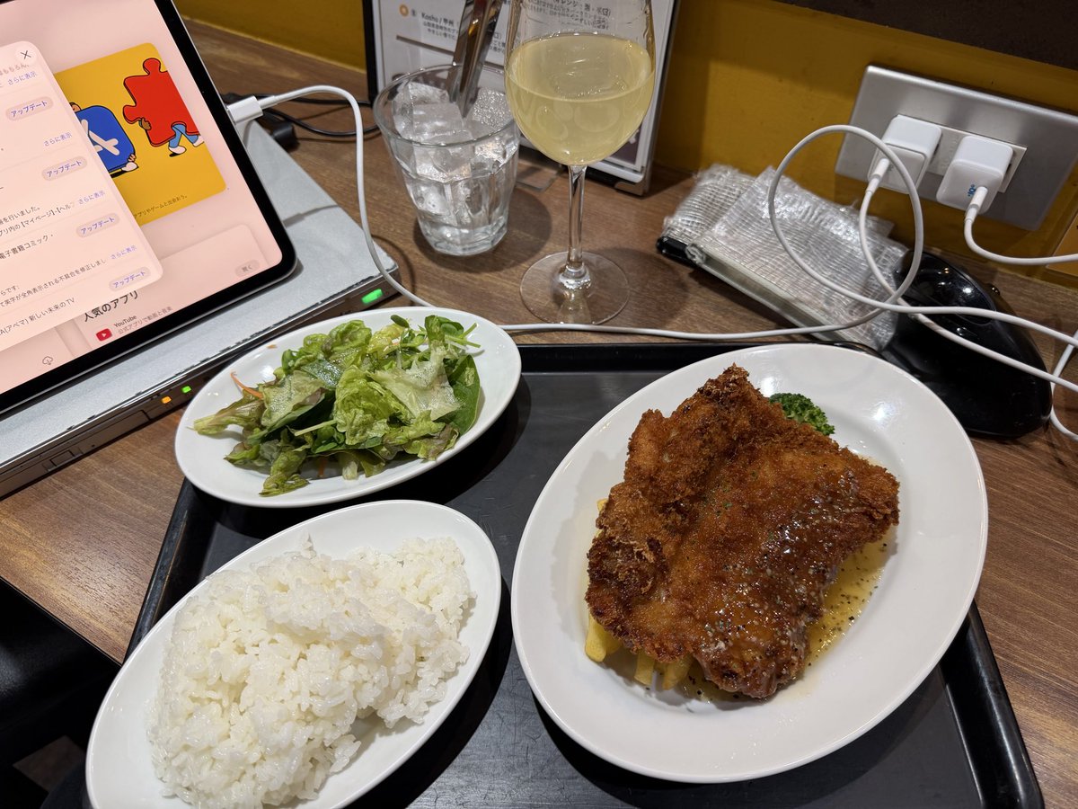 anajalspg's tweet photo. 2026-04-22   大阪エアポートワイナリー
173食目。

　勝手に焼いてるチキンをイメージしてたけど、よく考えたら「チキンカツ」
　味は全体に濃い目です。焼いてこの塩タレでも良いかも。
　
　戦争の影響でチキンも入荷しにくくなってきてるとの事でした…🥲

#ワイン飲み放題 https://t.co/eR9GnGswJg