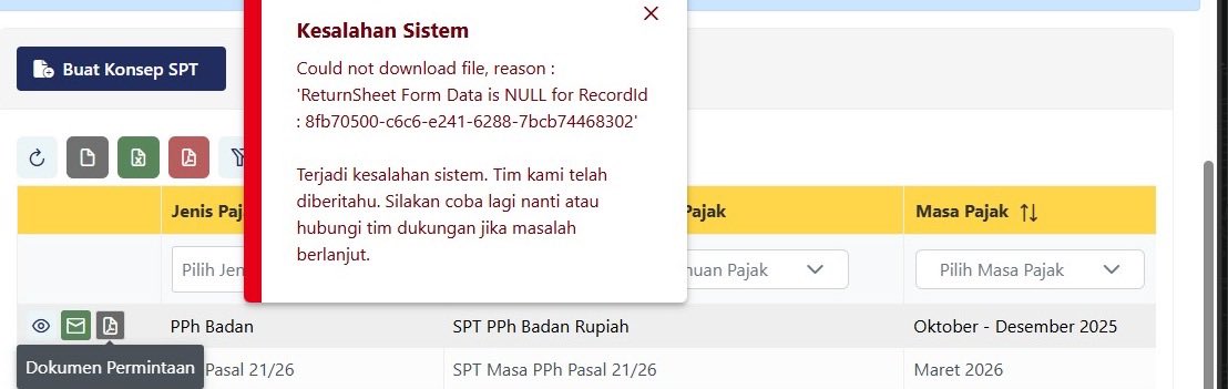 blacktruffle3e's tweet photo. @kring_pajak minttt ini kenapa pas minta PDF Dokumen Permintaan jd gini? solusinya gimana min? https://t.co/ObLXVvWlg3