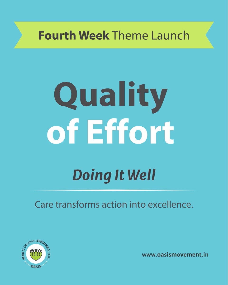 OasisMovement's tweet image. APRIL — WEEK 4️⃣
Quality of Effort

Consistency builds momentum.
Care builds excellence.

Do less—but do it well.

#QualityOfEffort #Consistency #Excellence #Discipline #OasisMovement