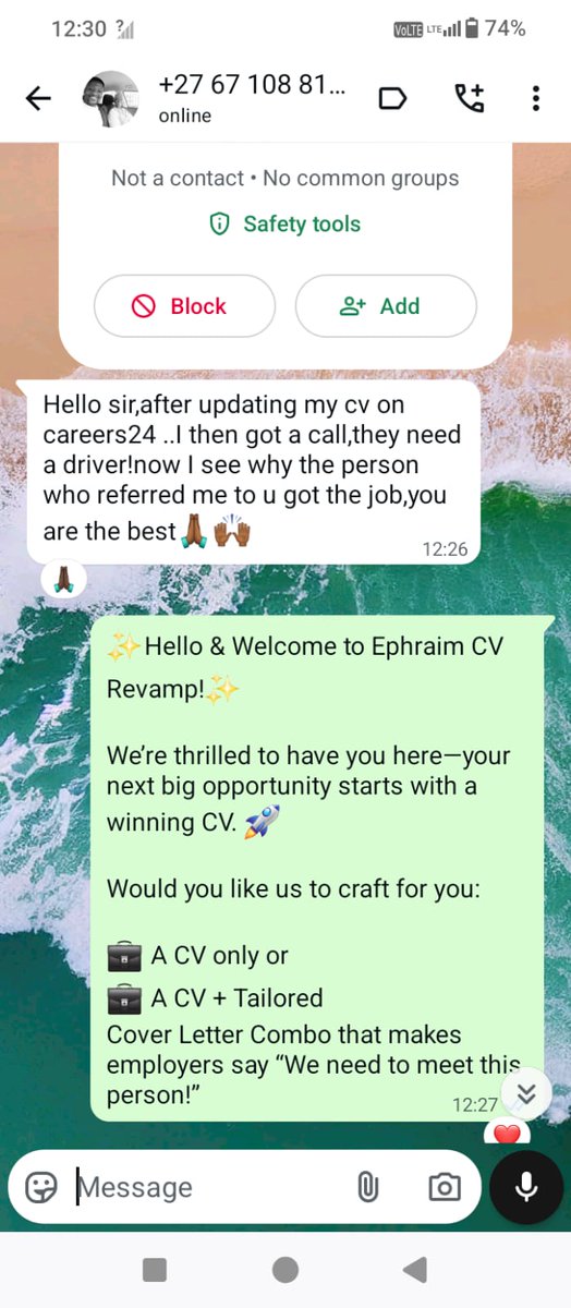 Ephraim_Snr's tweet photo. Struggling to land interviews? Let us help you create a professional CV that stands out and gets results.

💼 Our Services:
✔ CV Revamp
✔ Cover Letter Writing

📲 Contact Us Today:
WhatsApp/Call: 073 330 8330
Or DM to get started!

Eskom Mnisi #JobSeekersSA https://t.co/8RgqOajnR8