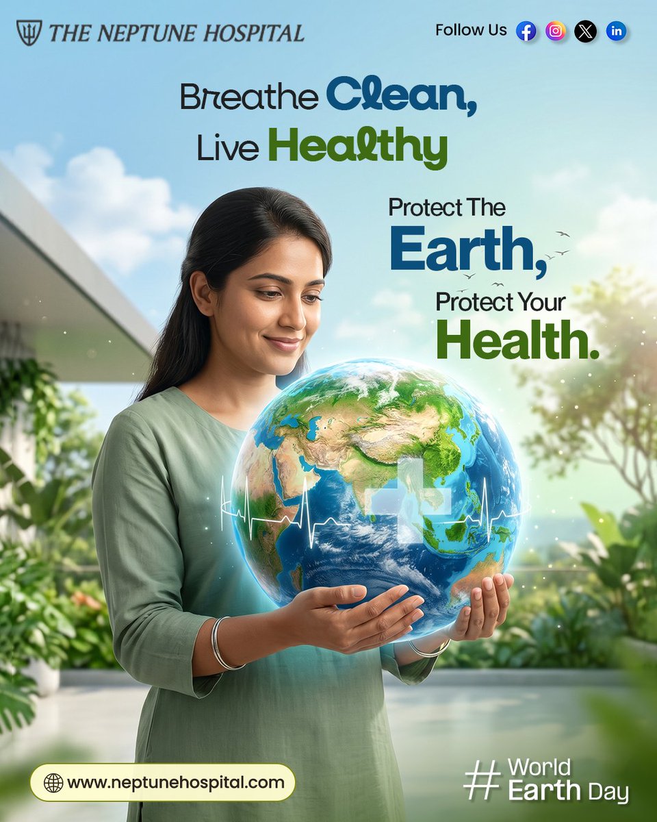 Neptunehealth45's tweet image. Clean air isn’t a luxury—it’s essential for a healthy life.
Protect the Earth today, and nurture a better tomorrow. 🌱

Because when the Earth is healthy, we are too. 💚

#EarthDay2026 #HealthyLiving #GoGreen #SustainableFuture #SaveEarth #NeptuneHospital