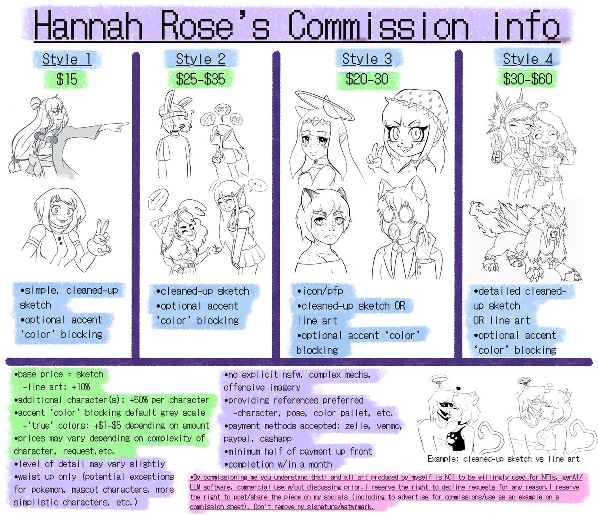icerose96's tweet photo. Sketch/line art commissions open!

Im disabled and my livelihood is lowk in a state of limbo w/ where I live, my current state of employment, and my overall health on a slow but pretty steady decline, some extra cash would help a ton. 

Better pics of the examples below! https://t.co/rIAoRosH14
