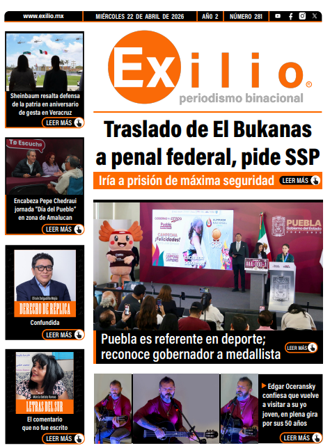 MxExilio's tweet photo. ¡Buenos días!  Te invitamos a leer,  nuestra #Portada interactiva del #Miércoles 22 de abril.

🚔Traslado de El Bukanas a penal federal, pide @SSPGobPue 
🫶Puebla es referente nacional en deporte; reconoce gobernador a medallista en escalada(@armentapuebla_)
🎶@EdgarOceransky  confiesa que vuelve a visitar a su yo joven, en plena gira por sus 50 años
🫡 @Claudiashein resalta defensa de la patria durante aniversario histórico del puerto Veracruz
👍Encabeza @pepechedrauimx  jornada “Día del Pueblo” en Amalucan
✍️#Columnistas | @delgadillomejia escribe: Confundida
✍️#Columnistas | @BaraMarcia  escribe: El comentario que no fue escrito

Descarga la portada 👉 https://t.co/HTL1TxOZEb