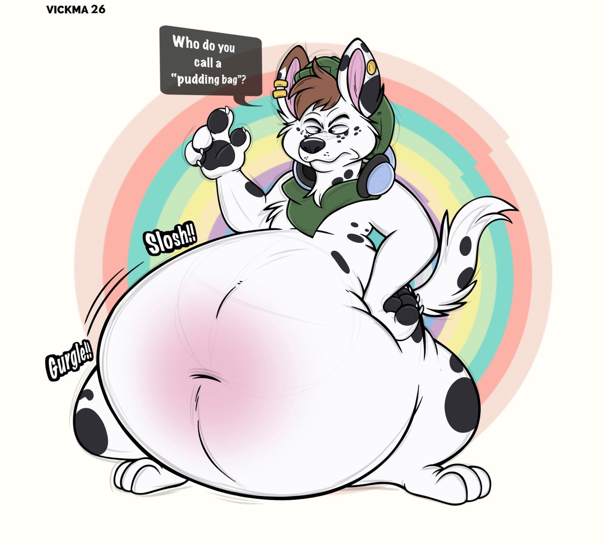 westmintdragon's tweet photo. Who are you calling a “pudding bag”?
Looks like Donovan the Dalmatian-yote hybrid is in denial about their weight problem  
🖼️ Anonymous art commission https://t.co/zlbfeIatQL