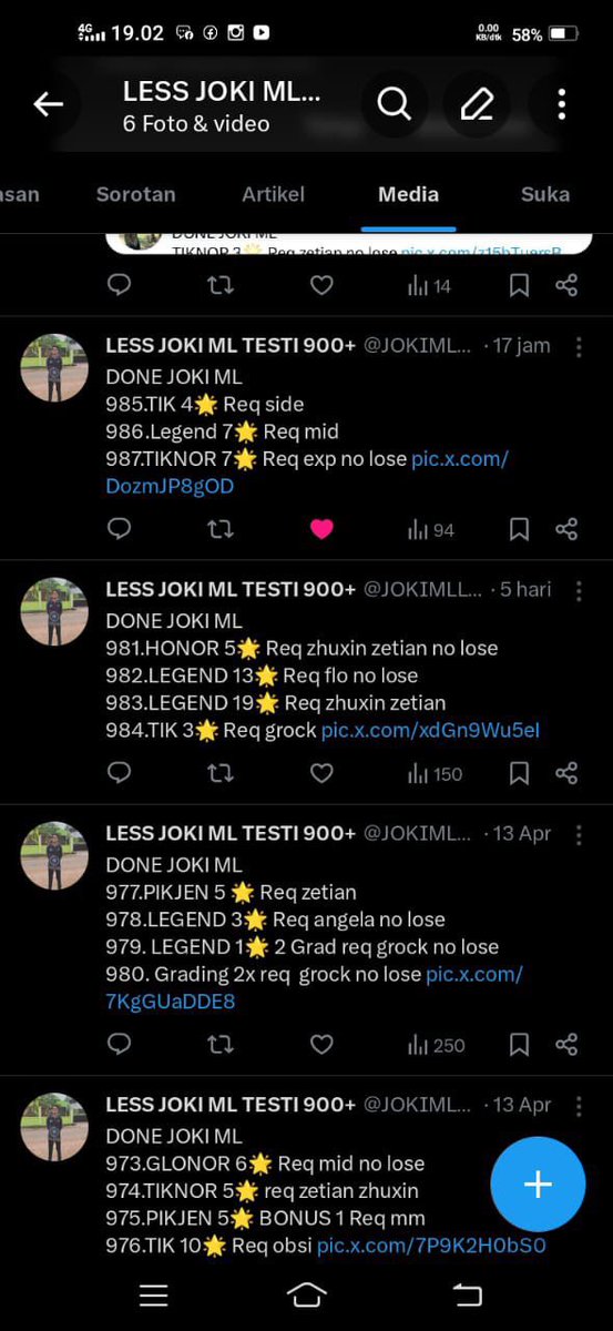 LESS JOKI ML TESTI 900+ tweet media