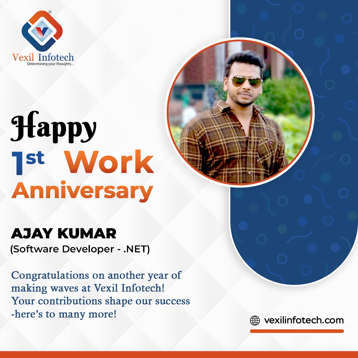 vexil_infotech's tweet image. Congratulations, Mr. Ajay, on completing 1 year at Vexil Infotech. Here’s to continued growth and success.   
.
.
.
#vexilinfotech #workanniversary #milestone #teamwork #success