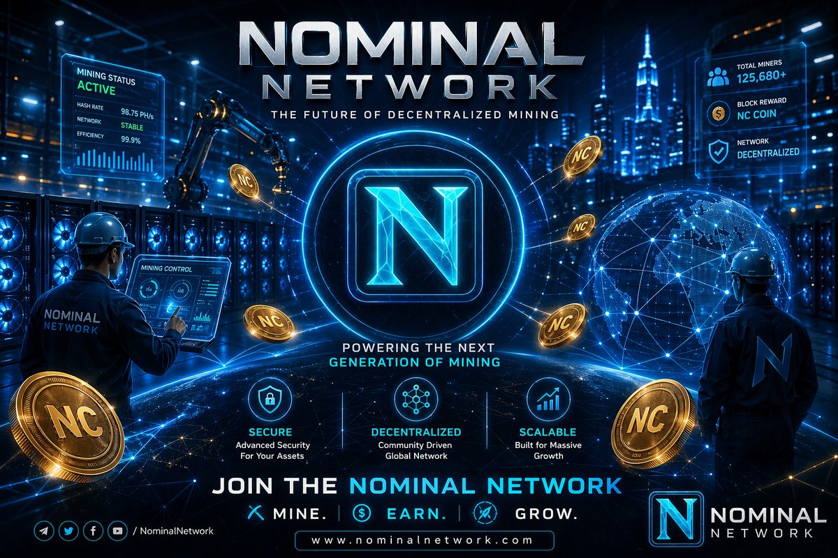 iam_550's tweet image. 🚀 Powering the future together!
Keep your mining active, stay consistent, and trust the process. ⚡

NC is more than a coin — it’s a vision we’re building as one community. 💡
Invite friends, grow the network, and let’s keep pushing forward. 🔥
#NominalNetwork  #Mining  $NC