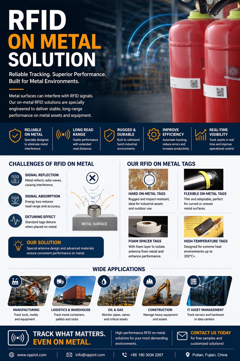Oppiot's tweet photo. Metal surfaces can interfere with RFID signals. Our on-metal RFID solutions are specially engineered to deliver stable, long-range
performance on metal assets and equipment.

More info view https://t.co/wbeCHbhGVm
#onmetalrfidtags #uhfrfidtags #longrangetags #rfidtechnology https://t.co/LVKUjhm9g4