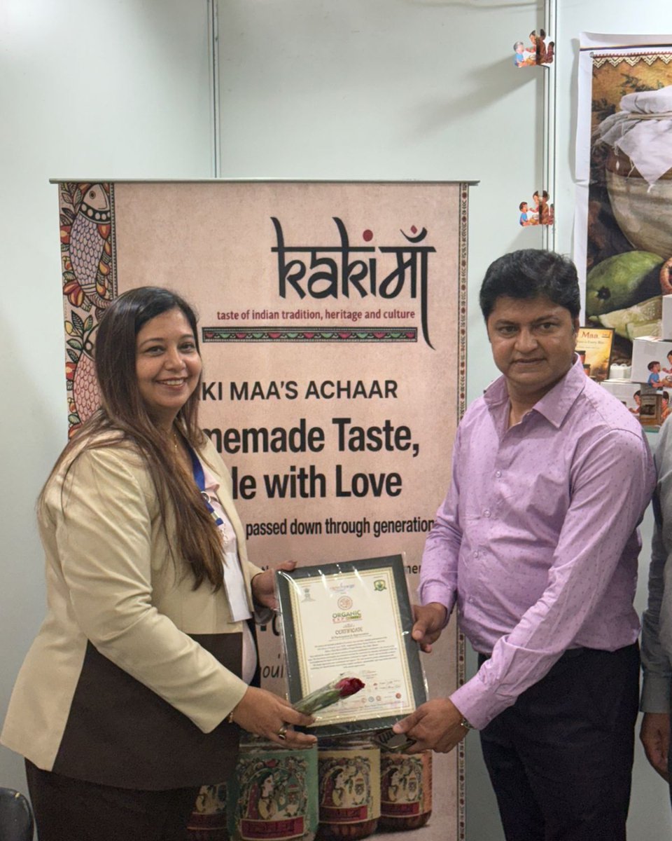 kakimaa25's tweet photo. Celebrating tradition &amp; wellness at the Organic Expo! 🏆🌱
Kaki Maa brings you pickles rooted in heritage, made with pure homemade love.
Grateful for the amazing response 🙏✨
#KakiMaa #OrganicLiving #MadeInIndia https://t.co/NG9cj2qMam