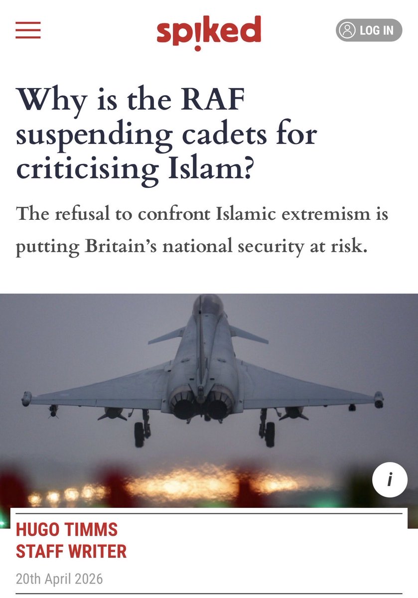 SpeechUnion's tweet image. The suspension of an RAF cadet for describing Islam as the biggest threat to Britain during a presentation on national security should concern us all.

If servicemen and women cannot speak freely about what they perceive to be genuine threats to UK security, we are in serious