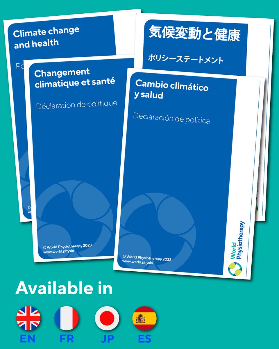 WorldPhysio1951's tweet image. On #EarthDay we recognise the relationship between #ClimateChange, health &amp;amp; society - and the responsibility of the #Physiotherapy profession to act by supporting sustainable practice &amp;amp; helping people maintain function.

Read our policy: ow.ly/J2oO50YNQ1Q
#GlobalHealth