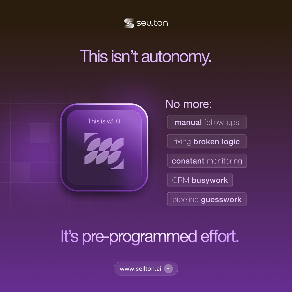 selltonai's tweet photo. There is a massive difference between automating a task and a responsibility.

The #Automation Era

A system that requires humans to constantly monitor, diagnose and fix broken logic.

The #ARI Era

Intelligence that decides based on changing conditions without manual instruction https://t.co/fOBQe0fNQz