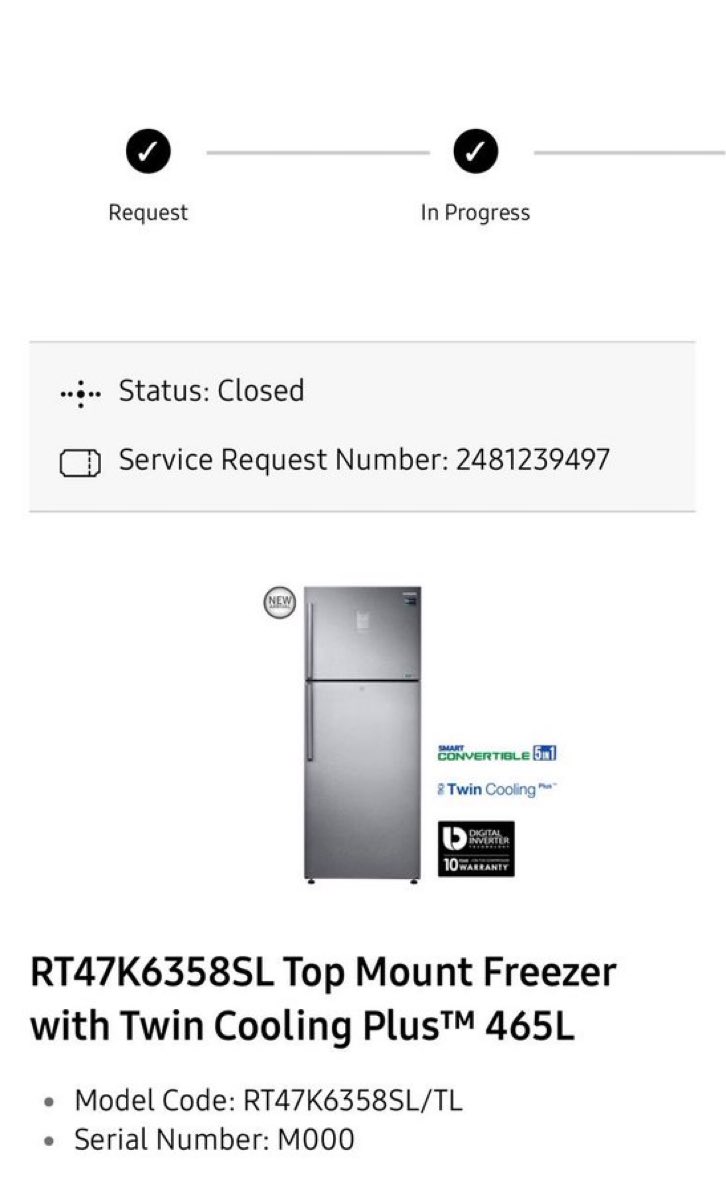 rakesh08panda's tweet image. My service request 2481239497 was closed without resolution. The technician visited the premises, said the temperature setting is incorrect and changed it. But still the water leakage issue persists. #samsungsupport #samsumgindia pls resolve my issue.