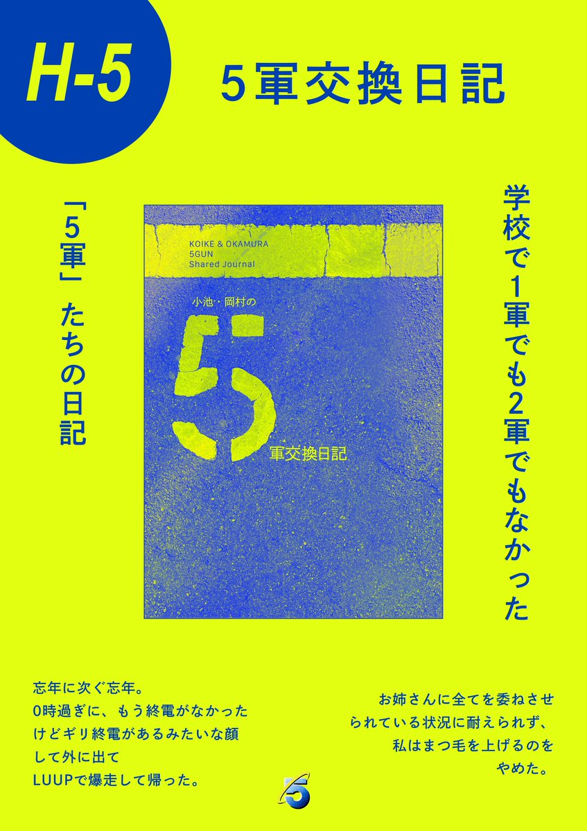 rooms_door's tweet photo. ✴︎ZINEフェスタイポ✴︎4/26(Sun)

二人が趣味でやっているPodcast「5軍ラジオ」の名義で出店します📻

2人で約半年間行った交換日記をまとめた
「5軍交換日記」というzineと
日記の中に出てきた名言のステッカーを持っていきます✏️

ブース✴︎H-5

#ZINEフェスタイポ https://t.co/YOkKZRqT2m