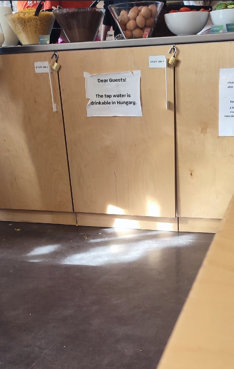 One time I was in Budapest, at the breakfast buffet, there's a notice that says "the tap water here is drinkable", it's something they're proud of. In my country, depending on the government for electricity is seen as a sign of unseriousness, the failure of leadership is sad.