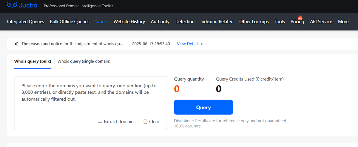 jucha_com's tweet photo. Need to check if a domain is registered? 🔍
Use our WHOIS Lookup Tool to instantly find:
✅ Domain registration status
✅ Expiration date
✅ Registrar info
✅ Owner details (when public)
✅ Bulk domain checks
👉 https://t.co/sohixSwEMe

#WHOIS #DomainNames #SEO https://t.co/7DS9wkoA4G