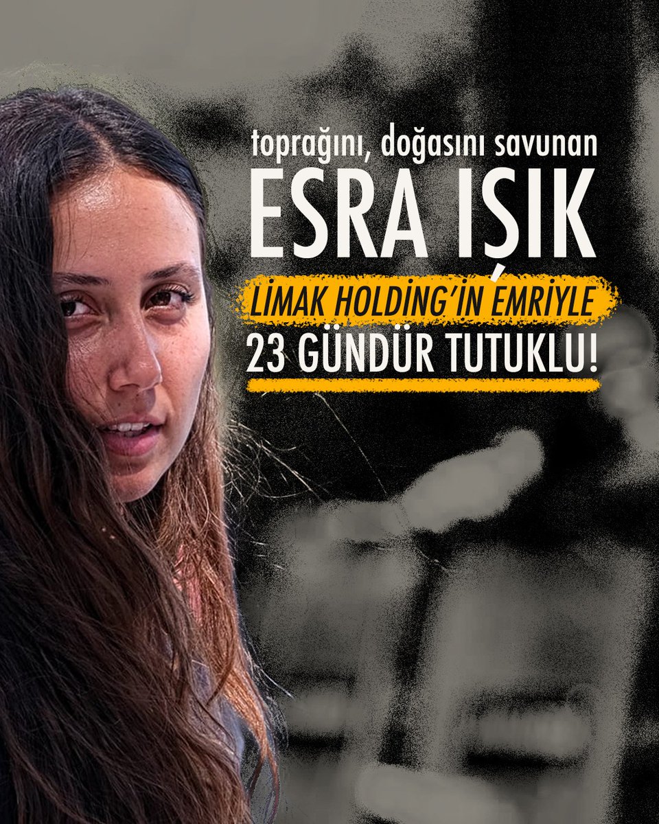 umutsendikasi_'s tweet photo. Akbelen direnişçi, dostumuz Esra Işık 23 gündür tutuklu.

Acele kamulaştırma durdurulsun, Limak Holding'in talimatıyla tutuklanan Esra Işık serbest bırakılsın!

#EsraIşıkSerbestBırakılsın
#AceleKamulaştırmaGeriÇekilsin

@ikizkoydireniyo https://t.co/t6OKWS3iPE