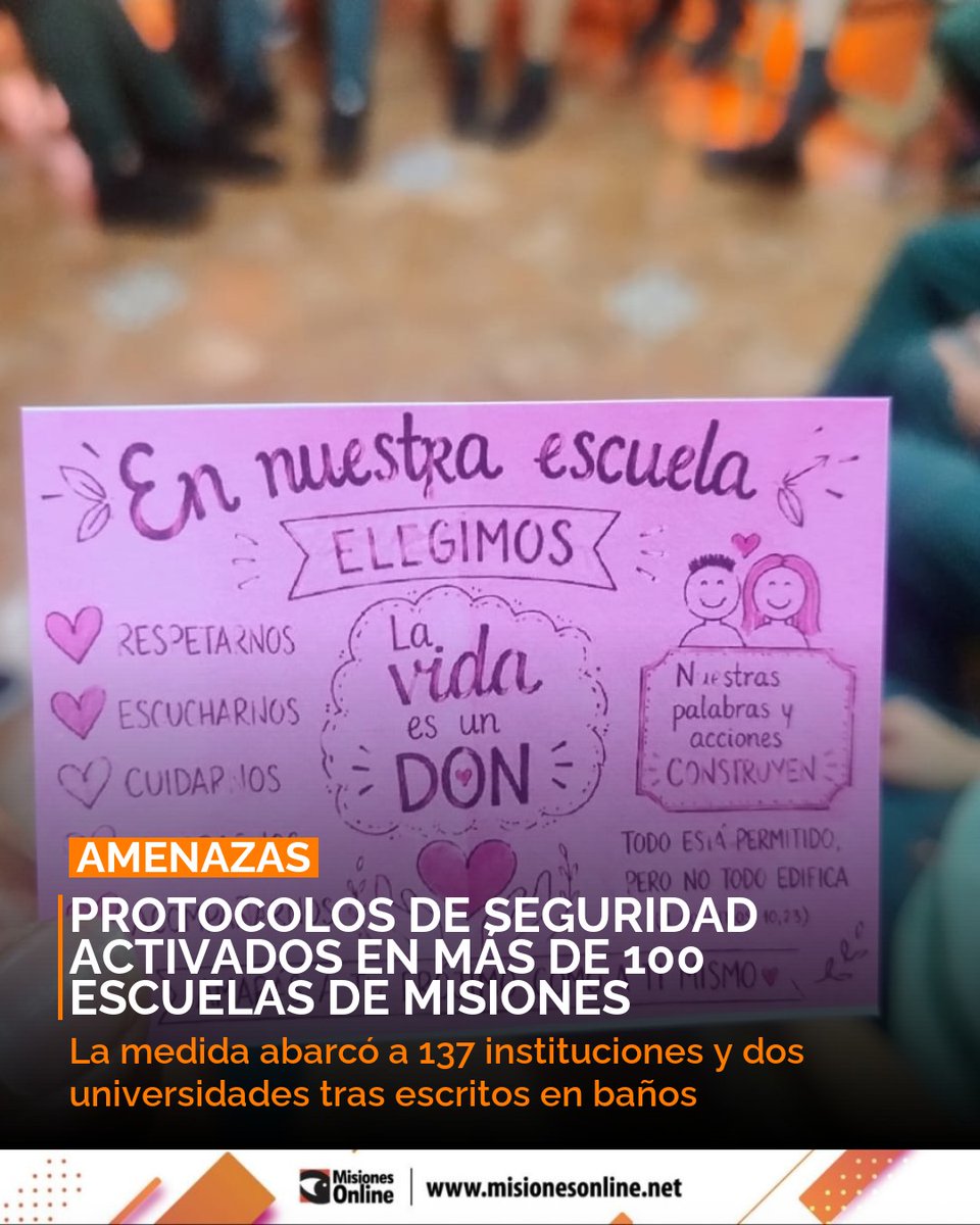 misionesonline's tweet image. 137 instituciones educativas y 2 universidades de Posadas activaron protocolos de seguridad ante amenazas. 🚨 Operativo en 24 municipios con apoyo policial y socioeducativo.
misionesonline.net/2026/04/21/pro…
#Misiones #Educacion #Seguridad #Protocolo