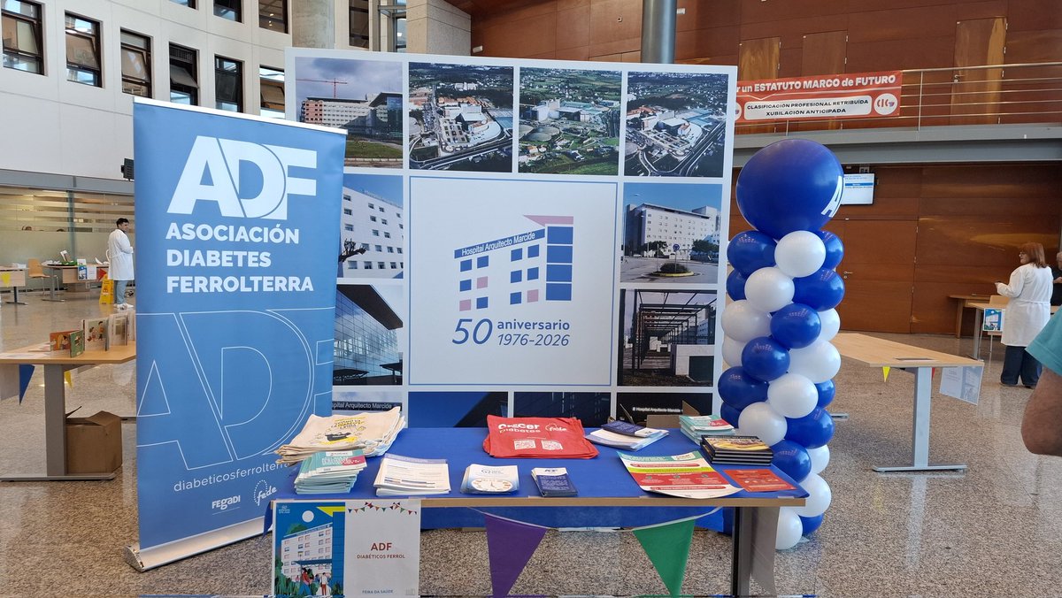 DiabetesFerrol's tweet photo. Esperamosvos na entrada do Arquitecto Marcide na FEIRA DA SAÚDE se queredes saber algo máis da diabetes e de cómo traballamos na nosa asociación e que podemos ofrecerte
#prescribeasociacionismoendiabetes
#educarparaproteger https://t.co/C8jcqcfMWk