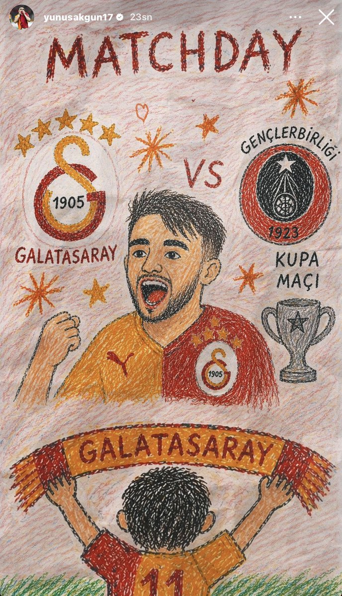 PesindeyizApp's tweet photo. Yunus Akgün'ün 23 Nisan temalı maç günü paylaşımı. https://t.co/rwmcCbeawq