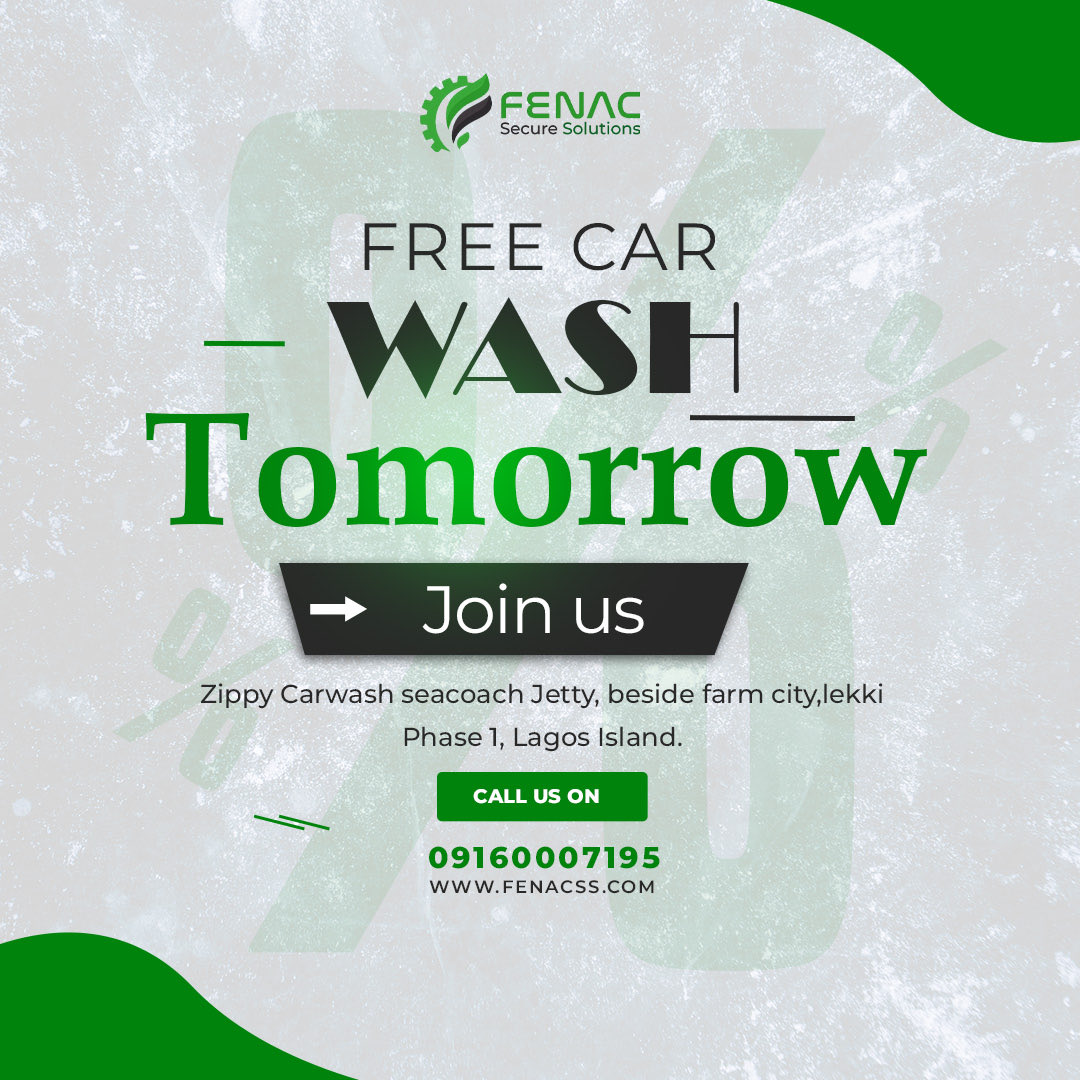 fenacss's tweet photo. TOMORROW IS THE DAY.
Free car wash + live NICE gate demo starts tomorrow.
đZippy Car Wash, Lekki Phase 1
Come through. Bring your car. Bring your questions. We will be waiting for you.
#doitnicewithfenac
#justdoitnice
#gateautomation
#carwash
#securitysolution
#lekki https://t.co/pQkbnZVmhr