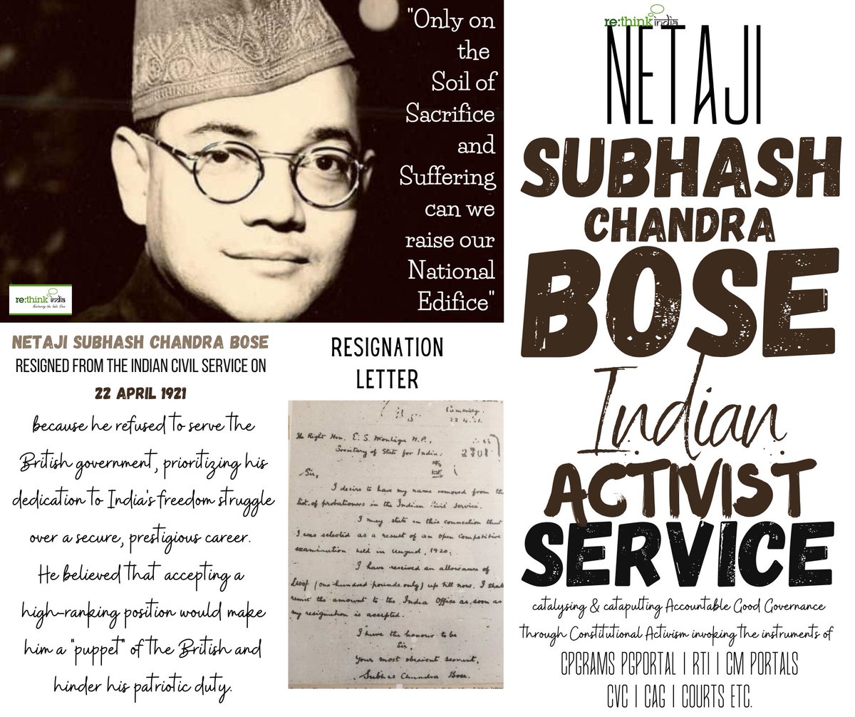 rethinkindia108's tweet photo. This Netaji Civil Services Resignation Day, 
Do Join the #IndianActivistService #IAS
catalysing  &amp; catapulting #AccountableGoodGovernance through 
#ConstitutionalActivism 
Do Join https://t.co/kPXqk9eES3 https://t.co/bIpBYMJoS1
