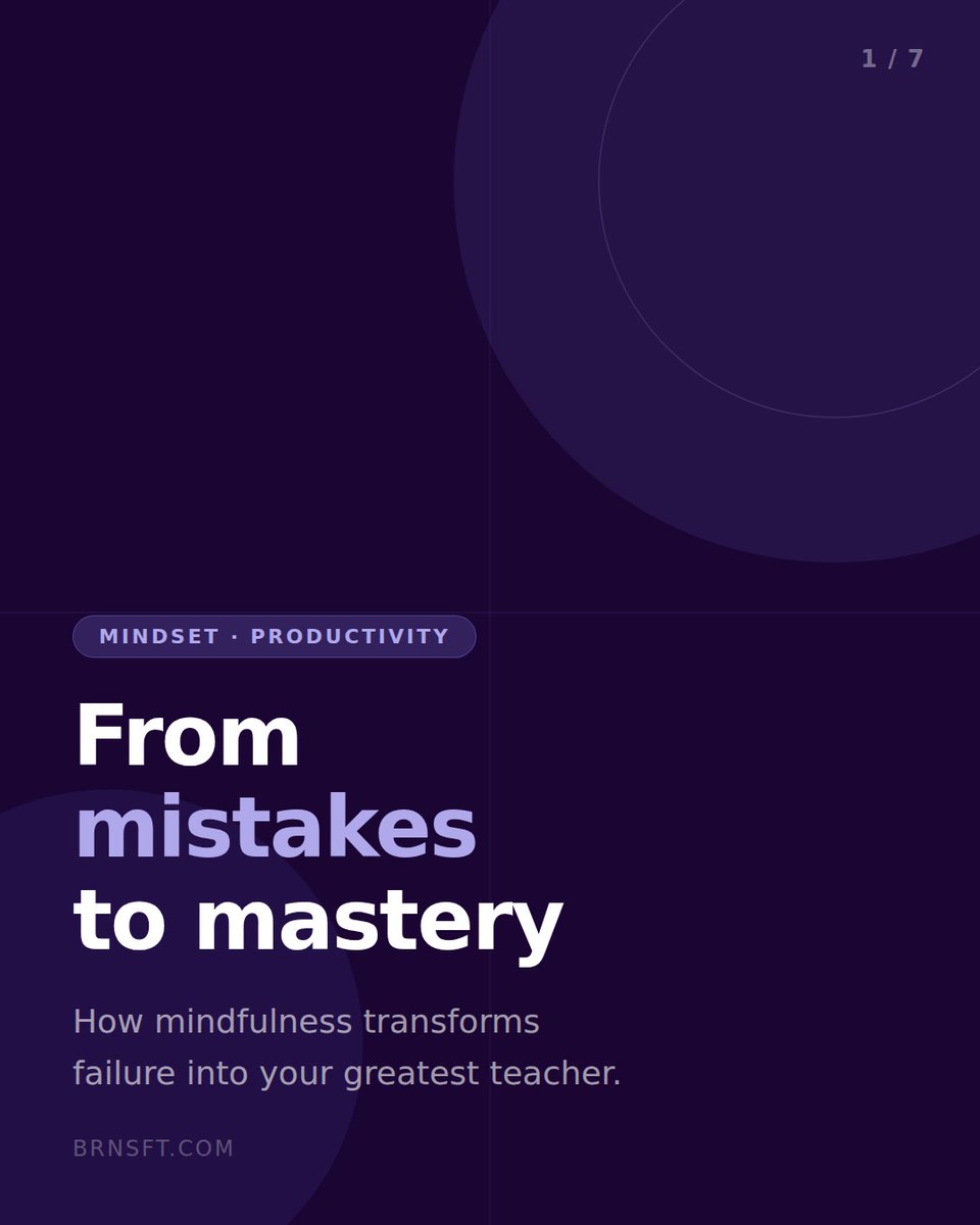 brnsft's tweet photo. "Just learn from your mistakes." Sounds simple. Feels impossible when you're in the middle of it. 🧠
Here's what actually helps: mindfulness.
Not as a buzzword, as a brain tool.

Swipe through to see the 3 science-backed ways mindfulness rewires how your brain handles failure 👉 https://t.co/1TMvavGZWY
