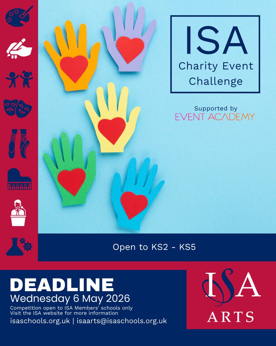 ISAartsUK's tweet photo. 🔔 Only two weeks left to enter 🔔

Find out more: https://t.co/J9BYAT9ltl

@theeventacademy
@isaschools https://t.co/iST8yU7cV6