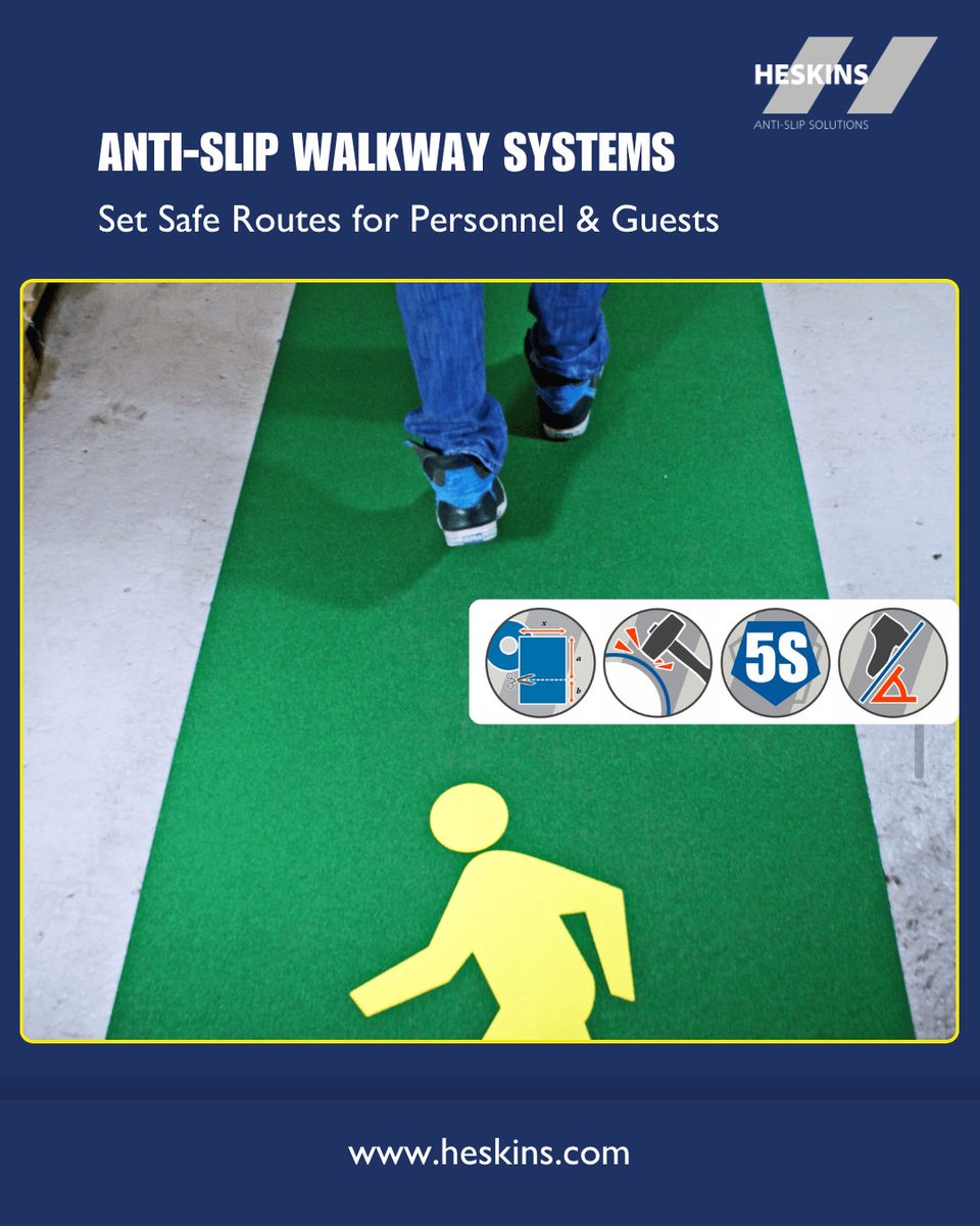 HeskinsNonSlip's tweet image. Create Safer Walkways in Minutes

Heskins anti-slip walkway systems provide a fast, effective solution for defining safe pedestrian routes in busy environments.

🔗 heskins.com/products/anti-…

#Heskins #WorkplaceSafety #AntiSlip #WarehouseSafety #FloorMarking