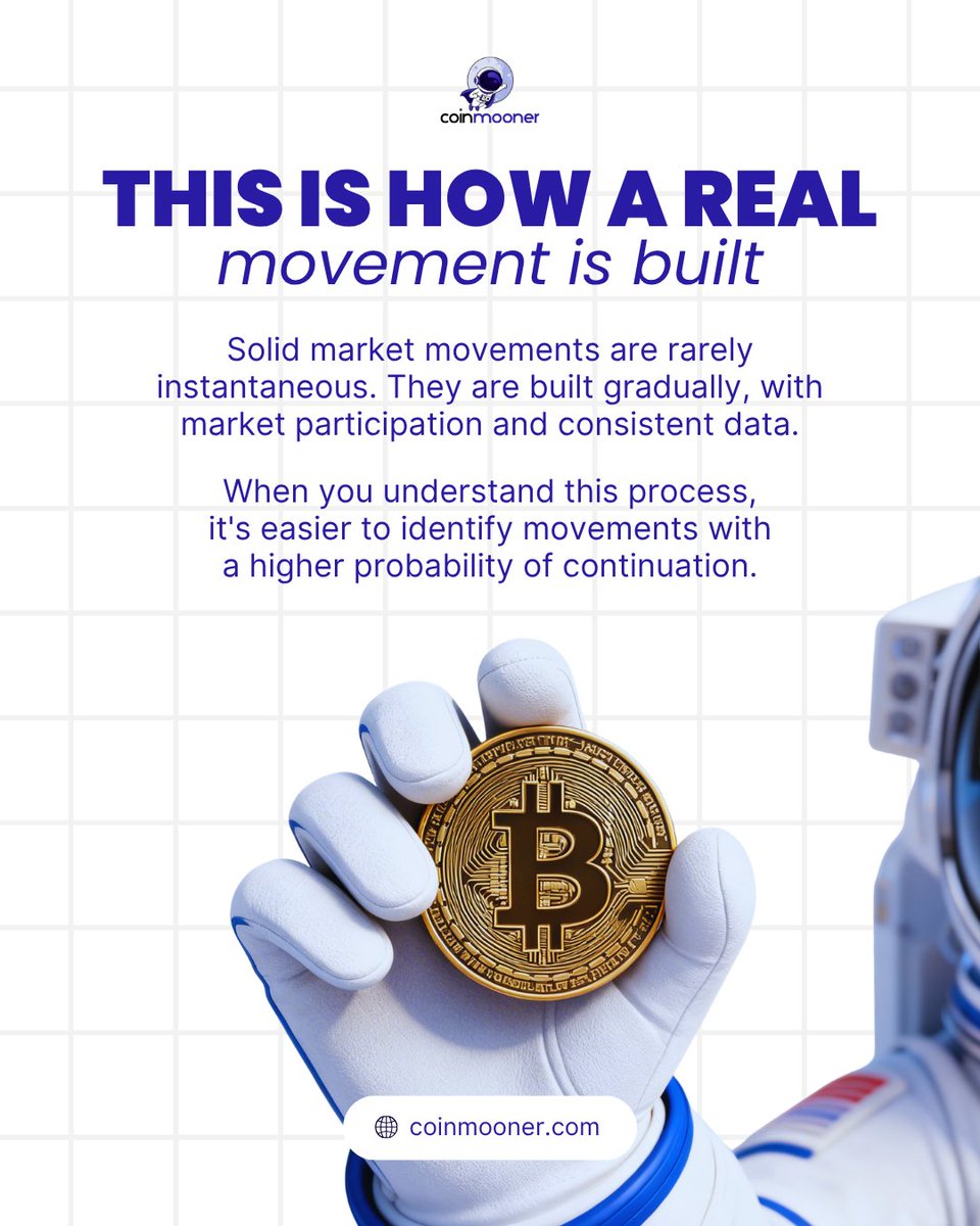 CoinMoonerX's tweet photo. 📈 This is how a real movement is built

Strong market moves are rarely instant.
 They develop over time — with participation and consistent data.

📊 Volume confirms
 ⚖️ Structure supports
 🧠 Context explains

When you understand the process,
 you identify moves with higher probability of continuation.
🔗 https://t.co/FclDjUVVVQ

#crypto #marketstructure #technicalanalysis #cryptodata