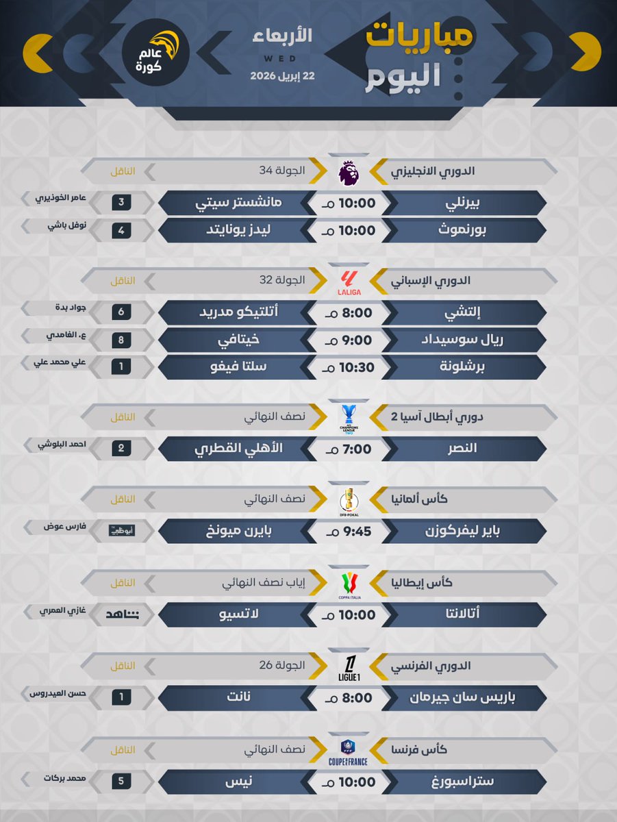 مباريات اليوم ® tweet media