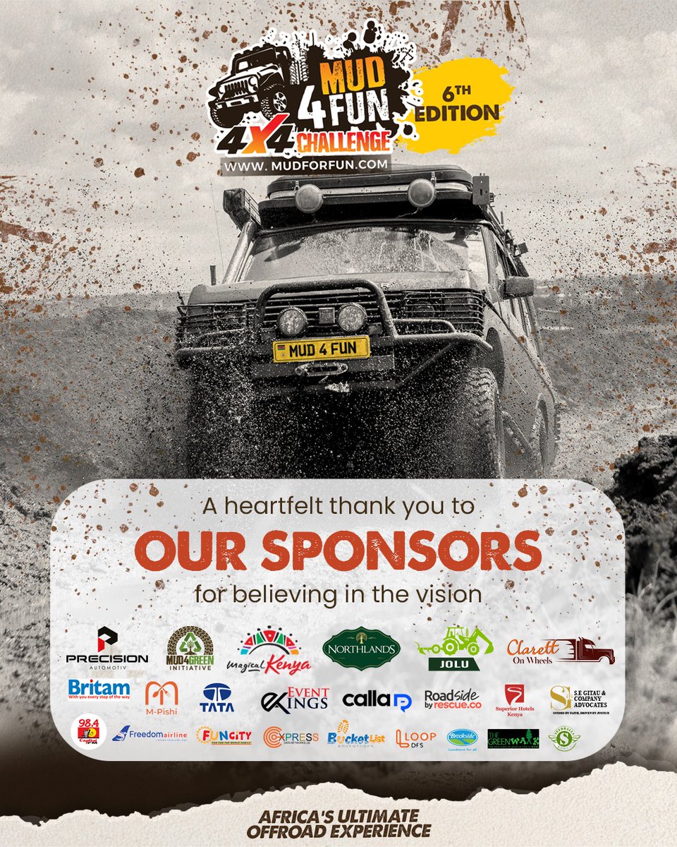mud_4fun's tweet photo. A massive shoutout to our incredible sponsors and partners for fueling the chaos and making Mud4Fun a reality. Your support is the engine that keeps us moving, the engine that has ignited both the grit of #Mud4Fun and the growth of #Mud4Green. We are beyond grateful. https://t.co/sd8LS9uElt