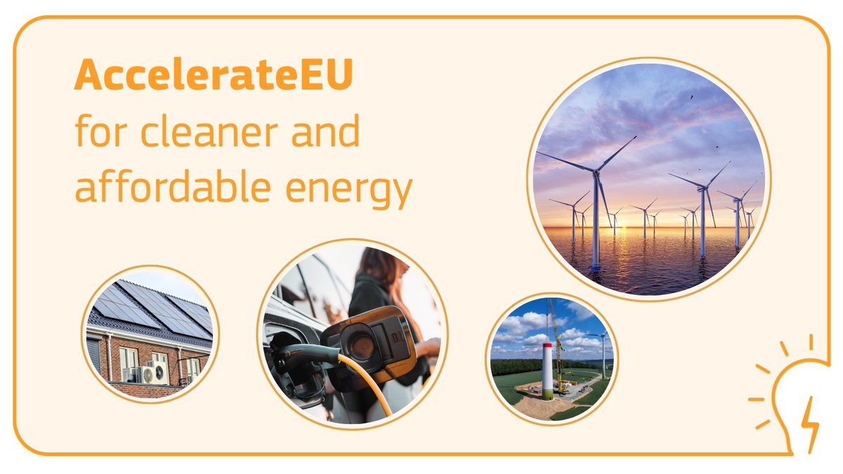 Today's Communication AccelerateEU addresses the EU’s rising energy costs on volatile fossil fuel markets with a series of actions to strengthen our energy resilience and to accelerate the clean #EnergyTransition ⚡️

➡️ link.europa.eu/dXnGJF

#EnergyUnion #EnergySecurity