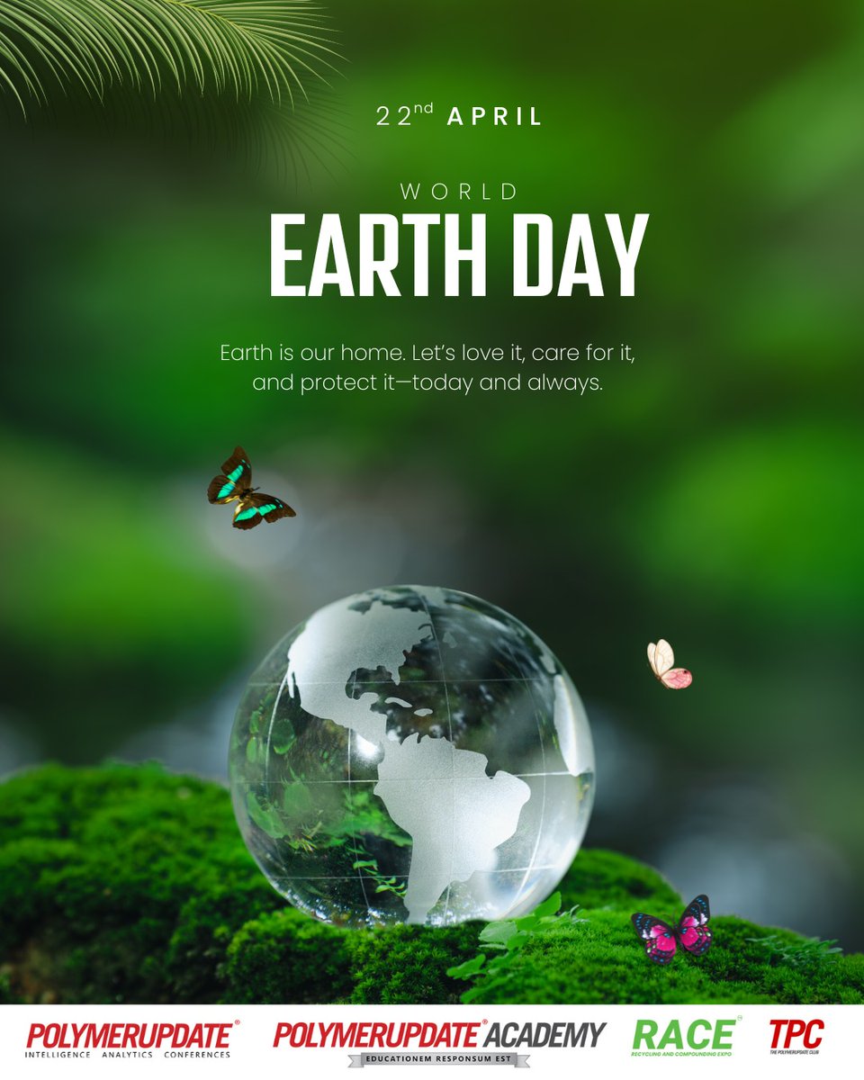 POLYMERUPDATE's tweet photo. Wishing you a Happy Earth Day!
Letโs celebrate our planet by driving sustainable innovations in the polymer industry. Together, we can create a greener, more responsible future. ๐ฑ
#EarthDay #Sustainability #CircularEconomy #GreenInnovation #PlasticRecycling #Polymerupdate https://t.co/4lOLthLTKW