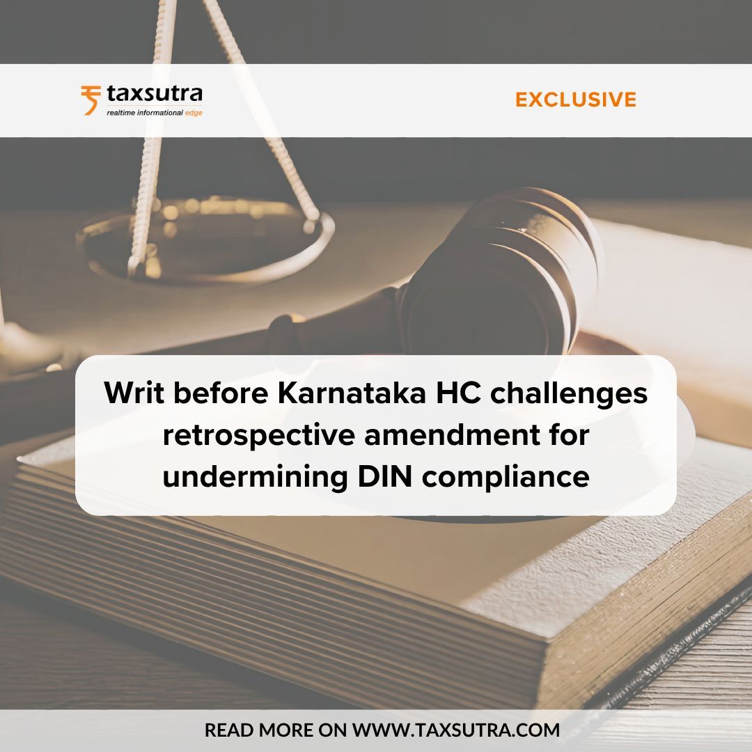 Taxsutra's tweet image. In a writ petition filed before the Karnataka HC, the Petitioner challenges the constitutionality of the retrospective introduction of Section 292BA, enacted via the Finance Act, 2026

The information contained herein is source based.

#TaxsutraExclusive #IncomeTax #DIN