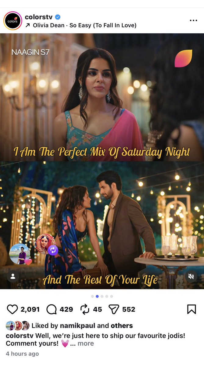 Namik cutie is a true #Aryanta shipper🥰
2 days back ka balaji post aur aaja ka colors post has same caption and mean the same and he liked both🥹🫶
 #naagin7
#NamikPaul 
#PriyankaChaharChoudhary