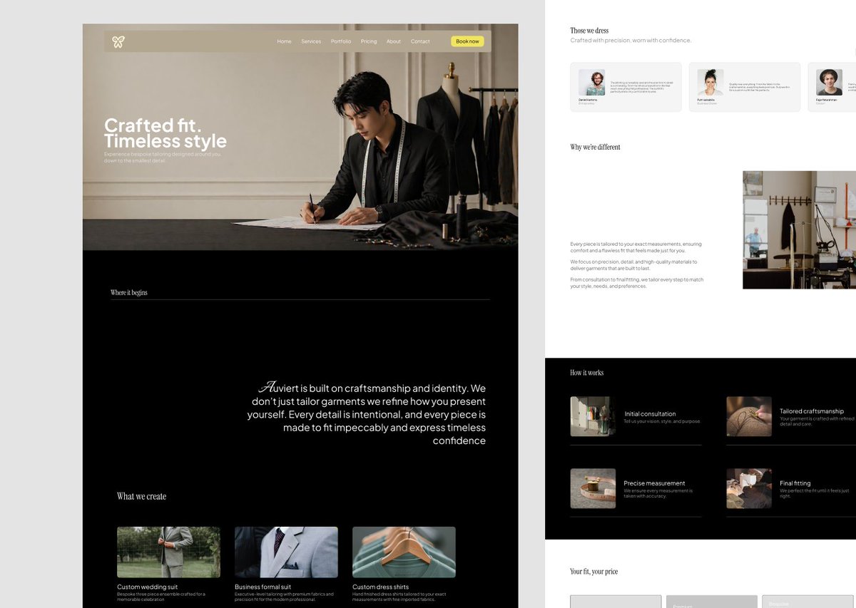 fikrikusumah19's tweet photo. Design exploration for a tailor website.

#UIUX #WebDesign #ProductDesign #UIDesign #UXDesign #MinimalDesign #DesignExploration https://t.co/Kyu12V0X89