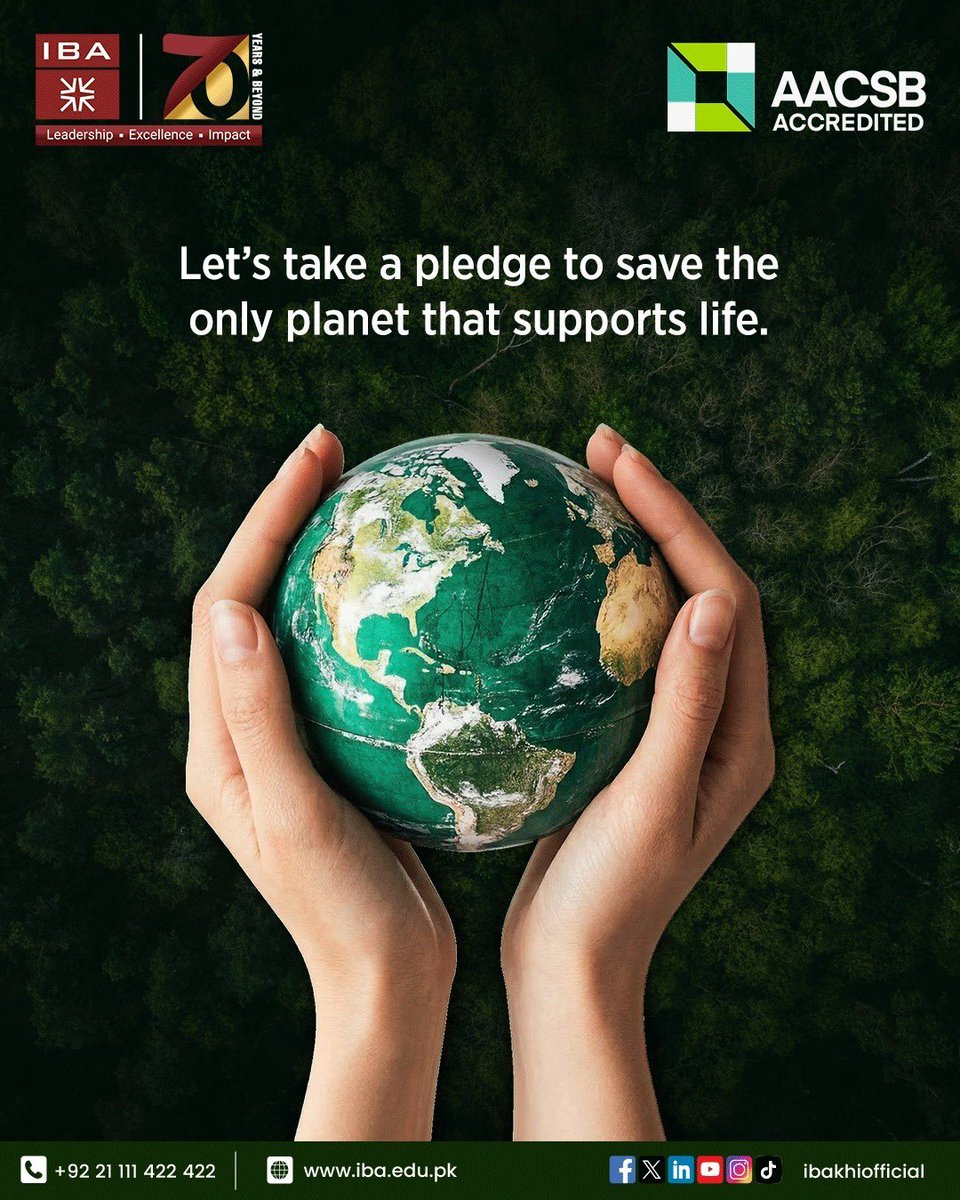 ibakhiofficial's tweet image. Protect what protects us

This Earth Day, IBA reaffirms its commitment to a future where sustainability is not a choice but a shared responsibility. Together, let’s take meaningful steps to preserve the only planet that supports us all.

#IBAKarachi #AACSB #EarthDay