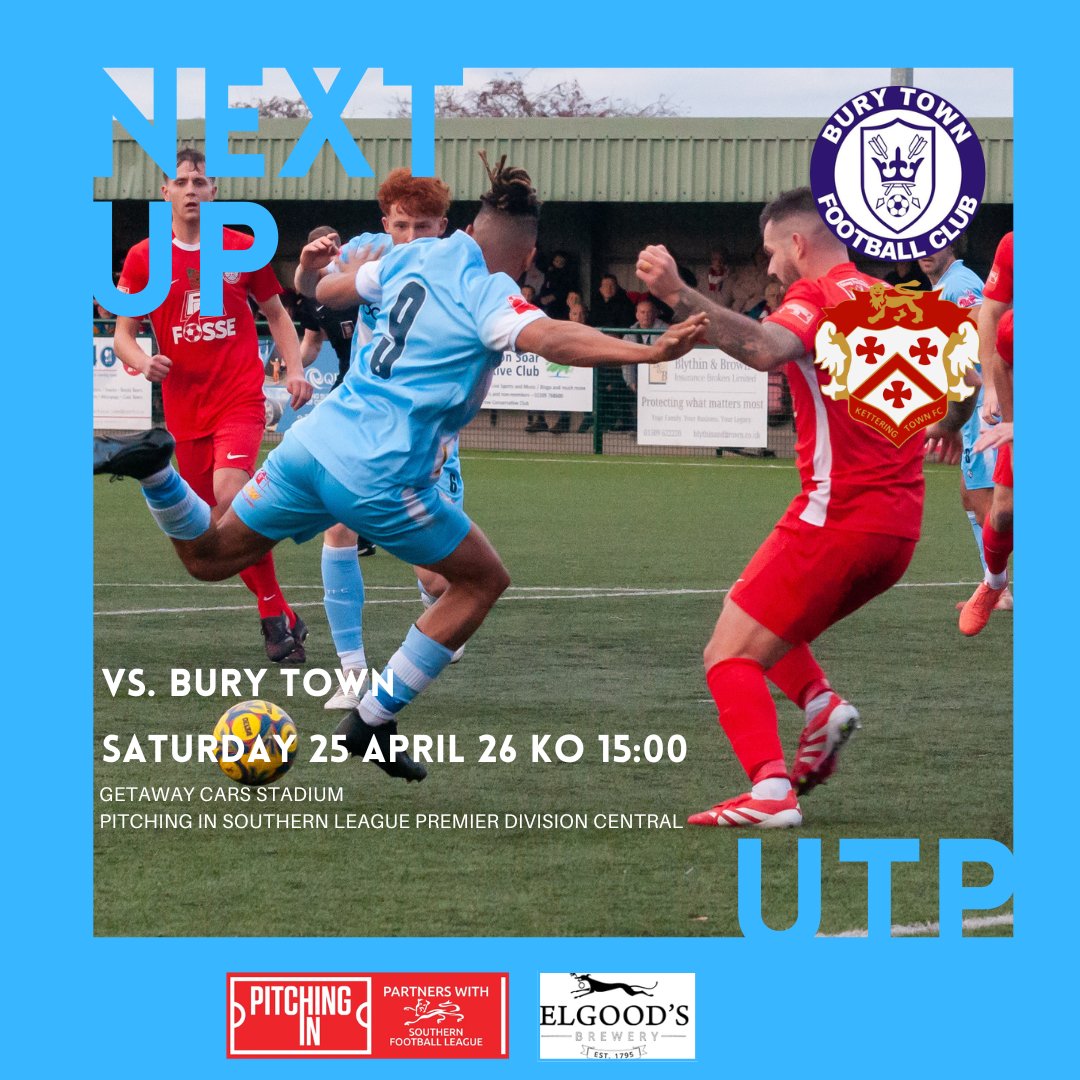 KTFCOfficial's tweet photo. Match Preview Bury Town vs KTFC
📅Saturday 25 April 
⚽️Kick Off
📍Getaway Cars Stadium
https://t.co/6FdtMwbsaz
#KTFC https://t.co/kO0FoyH45R